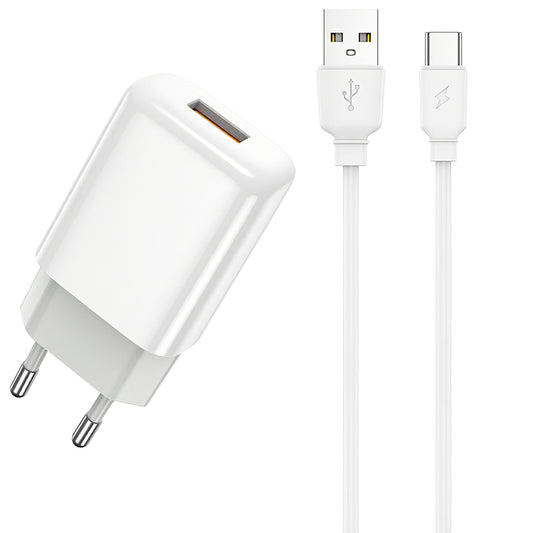 Prestico F7S USB-C Kabel Netzwerk-Ladegerät Prestico F7S, 12W, 2.4A, 1 x USB-A, Weiß 