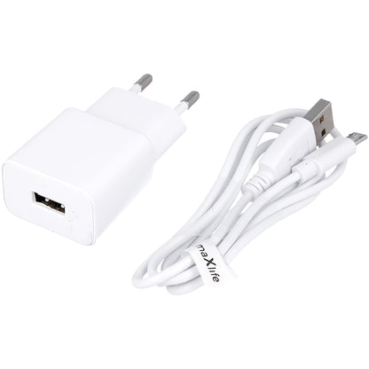 Netzwerkladegerät mit Micro-USB-Kabel MaXlife MXTC-01, 10,5 W, 2,1 A, 1 x USB-A, Weiß