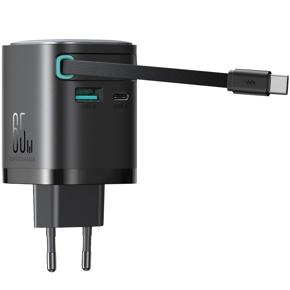 Netzwerkladegerät mit USB-C-Kabel Joyroom JR-TCL02, 65 W, 3 A, 1 x USB-A – 1 x USB-C, Schwarz