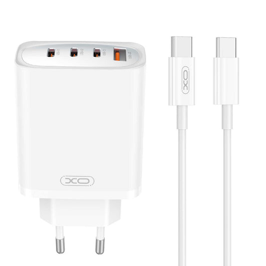 Netzwerk-Ladegerät mit USB-C-Kabel XO Design CE23, 65W, 3,25A, 1 x USB-A - 3 x USB-C, Weiß 