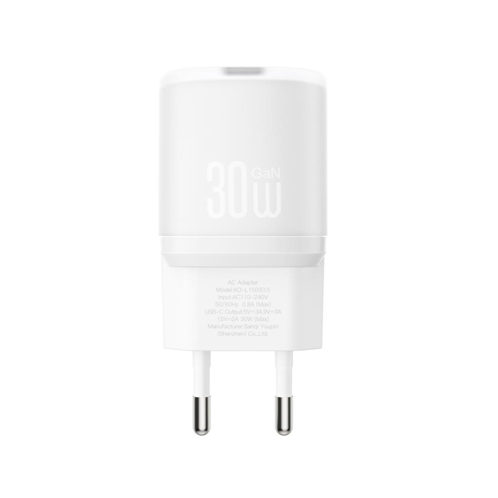 Netzladegerät mit USB-C Kabel XO Design L150, 30W, 3A, 1 x USB-C, Weiß