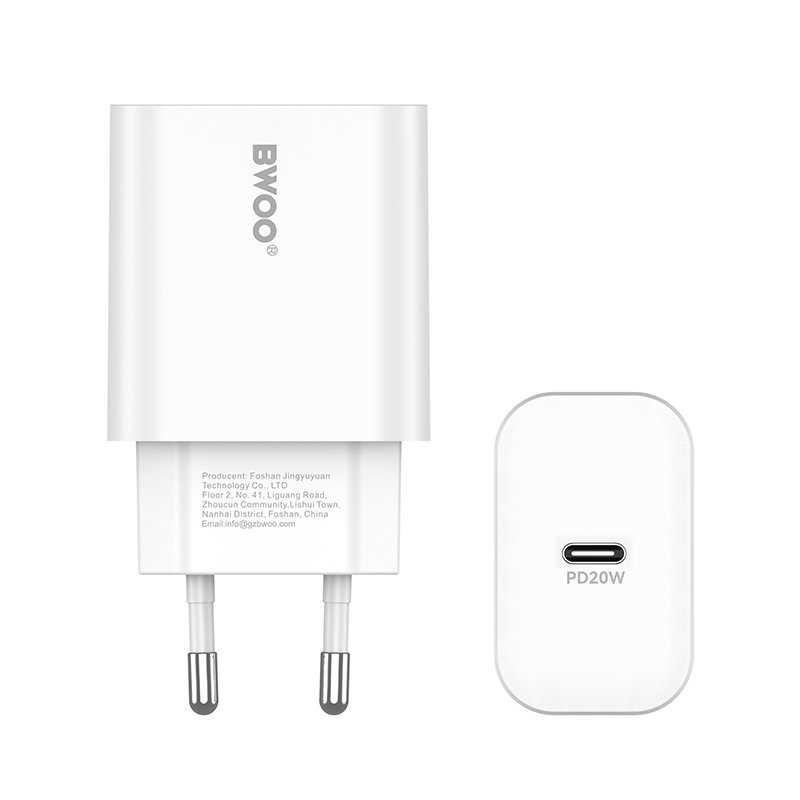 Netzladegerät mit USB-C Kabel BWOO CDA233, 20W, 3A, 1 x USB-C, Weiß