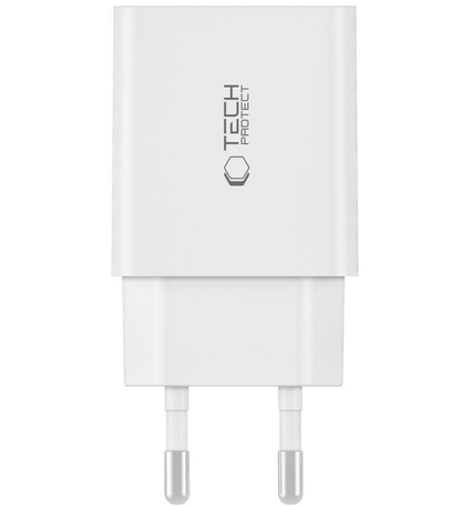 Netzladegerät mit USB-C-Kabel Tech-Protect C35W, 35W, 3A, 2 x USB-C, Weiß