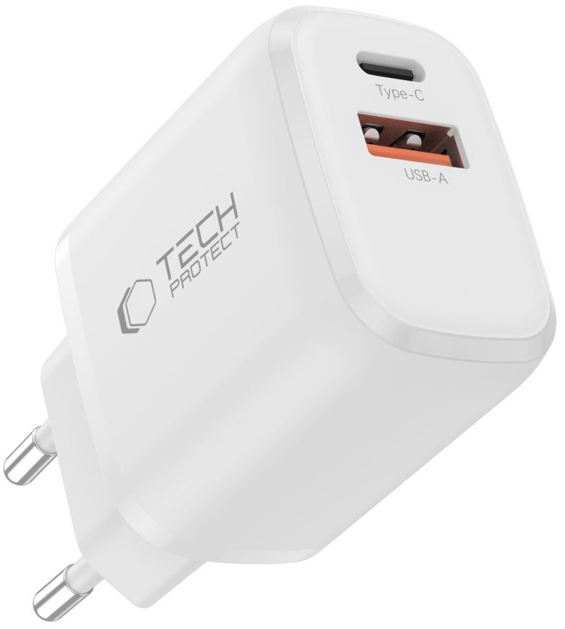 Netzteil mit USB-C-Kabel Tech-Protect NCA20, 20W, 3A, 1 x USB-A - 1 x USB-C, Weiß