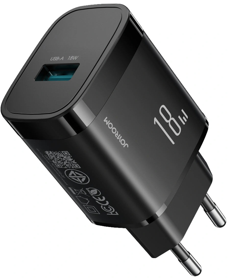 Netzteil mit USB-C-Kabel Joyroom JR-TF4, 18W, 3A, 1 x USB-A, Schwarz