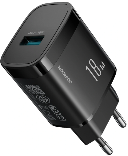 Netzteil mit USB-C-Kabel Joyroom JR-TF4, 18W, 3A, 1 x USB-A, Schwarz