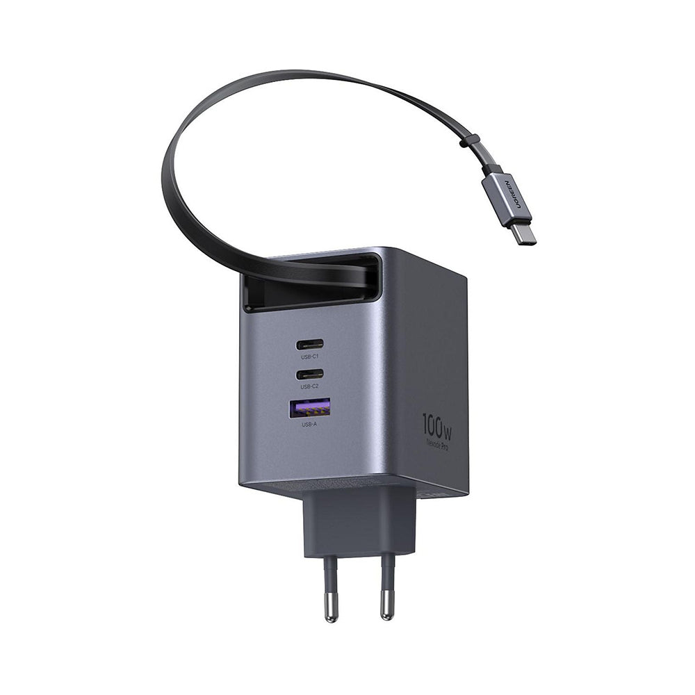 Netzteil mit USB-C-Kabel UGREEN X616 (65828), 100W, 5A, 1 x USB-A - 3 x USB-C, Grau