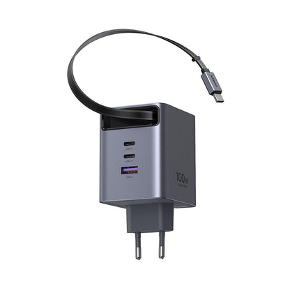 Netzteil mit USB-C-Kabel UGREEN X616 (65828), 100W, 5A, 1 x USB-A - 3 x USB-C, Grau