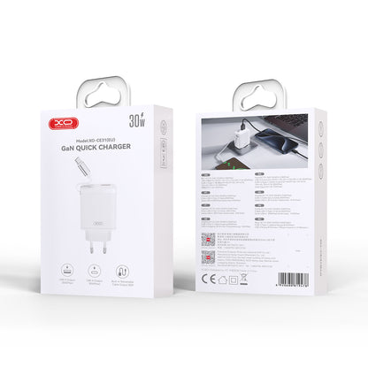 Netzladegerät mit USB-C Kabel XO Design CE31, 30W, 3A, 1 x USB-A - 1 x USB-C, Weiß