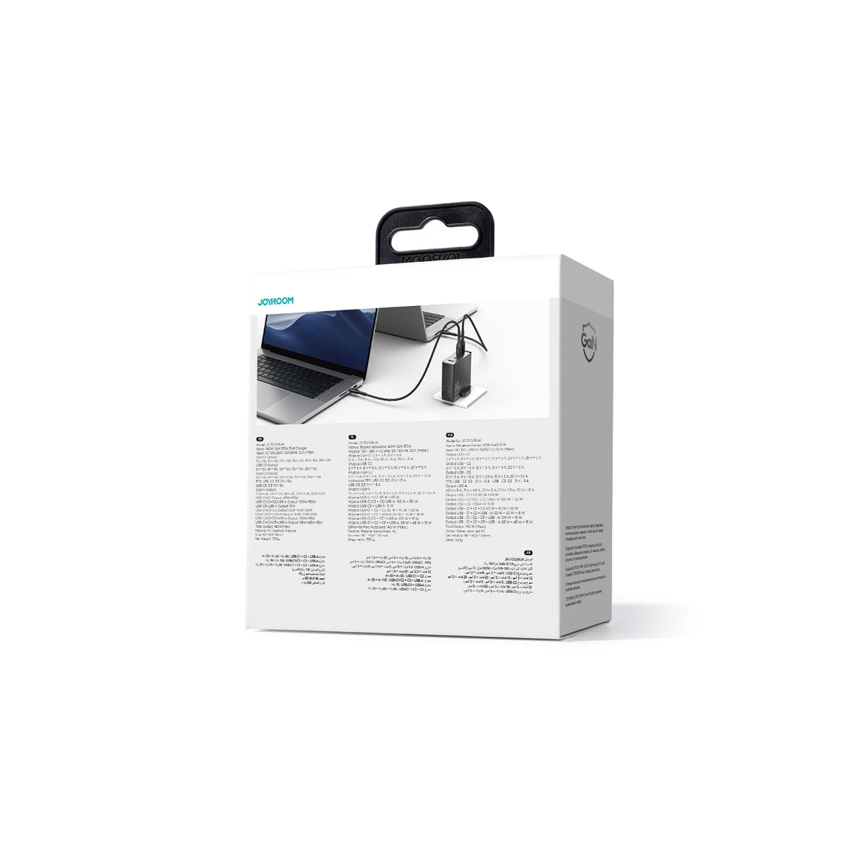 Netzladegerät mit USB-C Kabel Joyroom JR-TCG05UK, 140W, 5A, 1 x USB-A - 3 x USB-C, UK, Schwarz