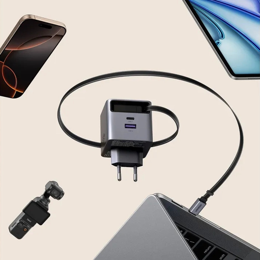 Netzladegerät mit USB-C Kabel UGREEN X615, 65W, 3A, 1 x USB-A - 1 x USB-C, Grau