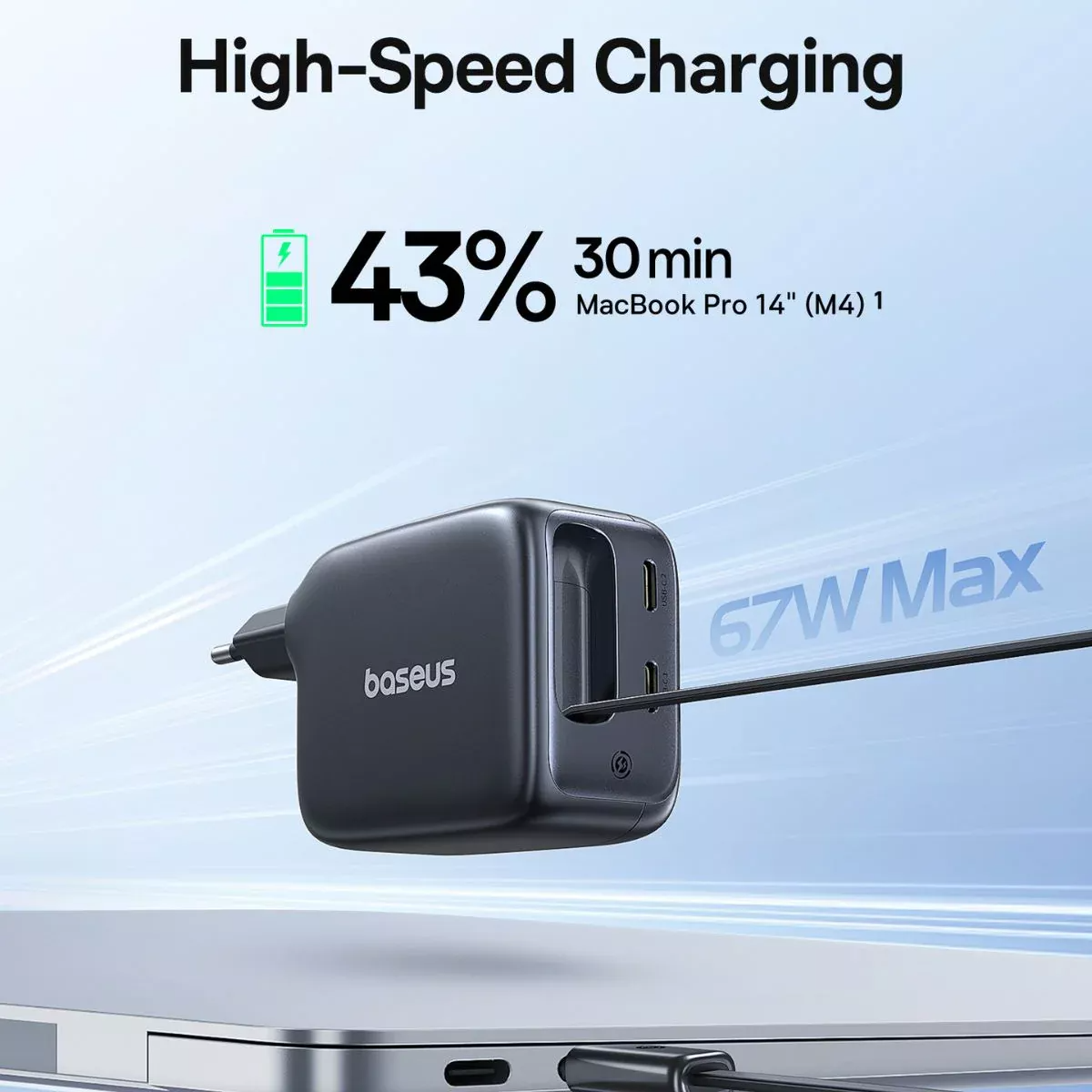 Netzladegerät mit USB-C Kabel Baseus EnerCore CJ11, 67W, 3.35A, 2 x USB-C, Schwarz E0121E00