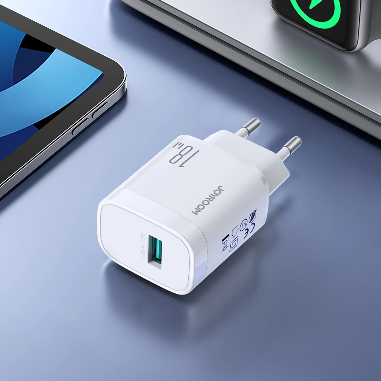 Netzteil mit USB-C-Kabel Joyroom JR-TF4, 18W, 3A, 1 x USB-A, Weiß