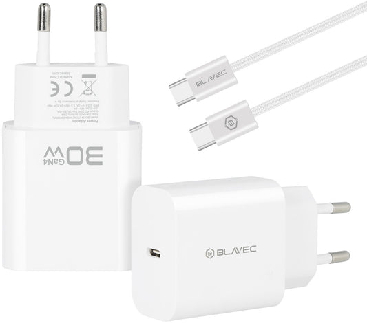 Blavec BC-14 Netzladegerät mit USB-C-Kabel, 30 W, 3 A, 1 × USB-C, Weiß