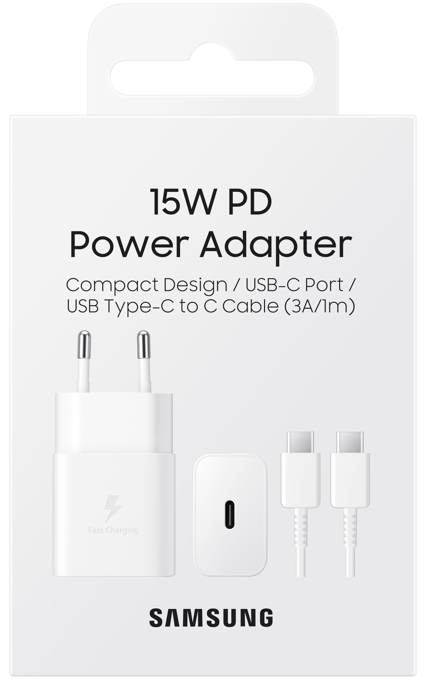 Netzwerkladegerät mit USB-C-Kabel Samsung, 15 W, 2 A, 1 x USB-C, Weiß EP-T1510XWEGEU