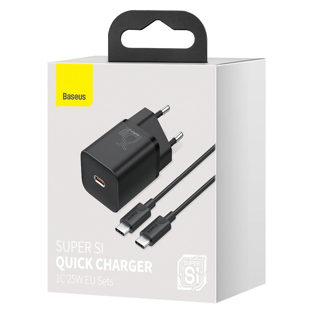 Netzwerkladegerät mit USB-C-Kabel Baseus Super Si, 25 W, 3 A, 1 x USB-C, Schwarz TZCCSUP-L01