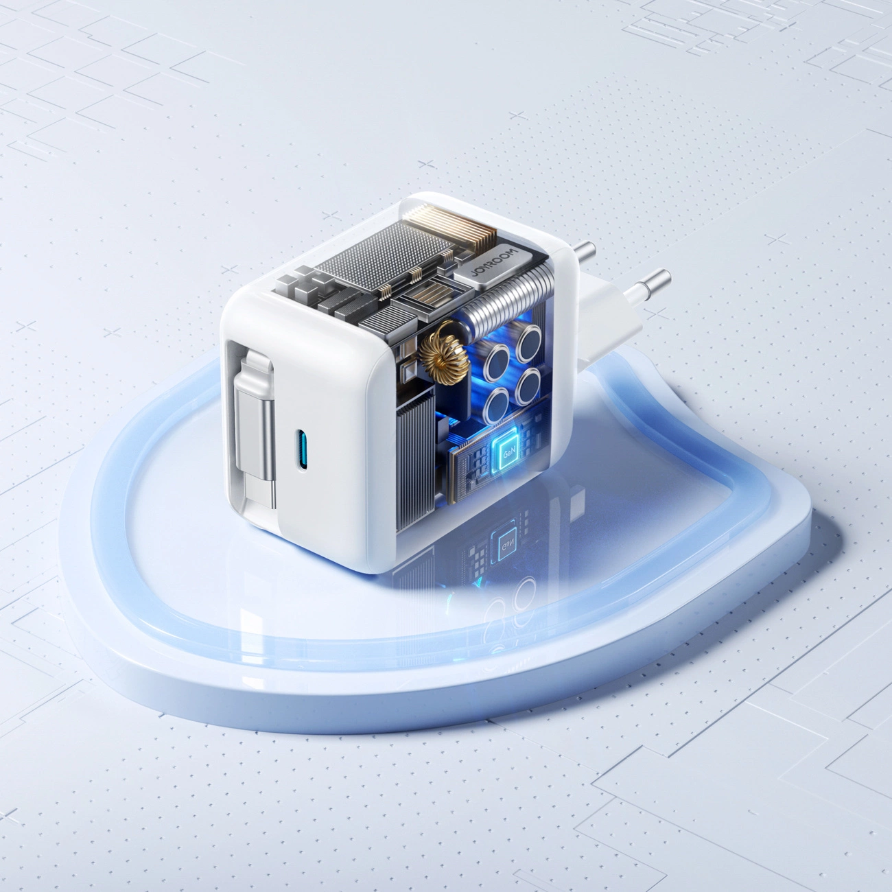 Joyroom JR-TCL06 USB-C Network Charger with Cable, 67W, 3A, 1 x USB-C, White