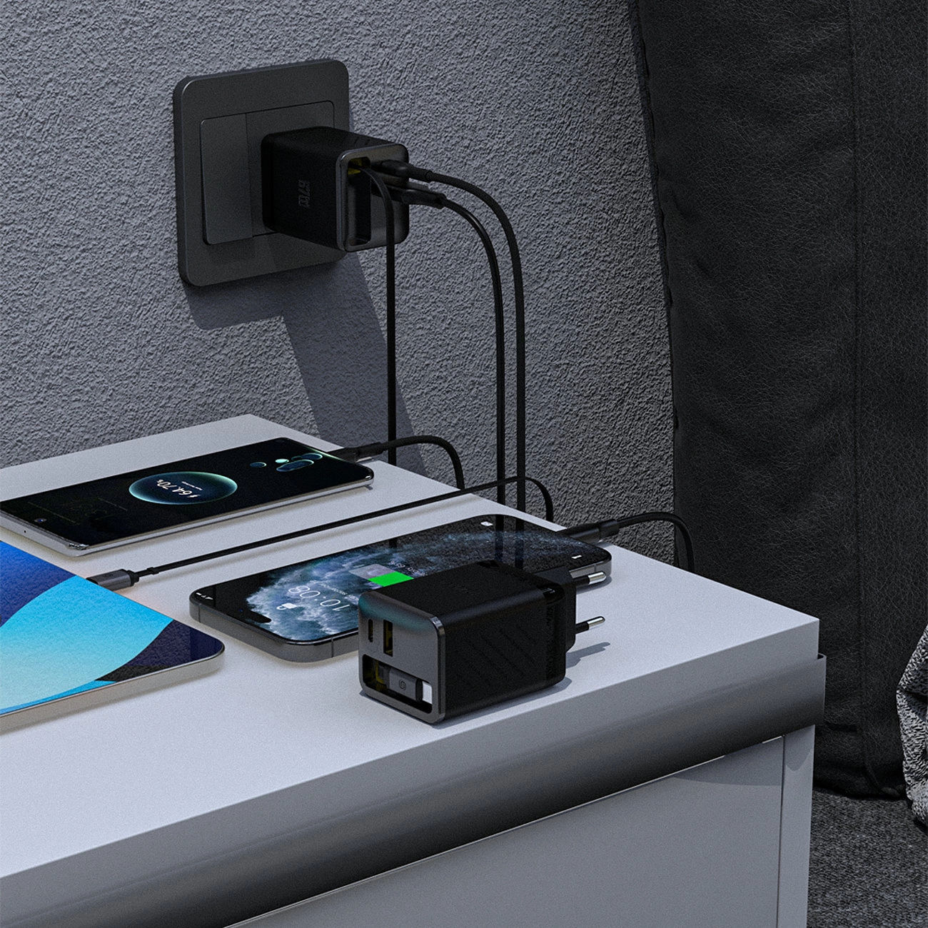 Network Charger with USB-C Cable Dudao A67EU, 67W, 3.35A, 1 x USB-A - 1 x USB-C, Black