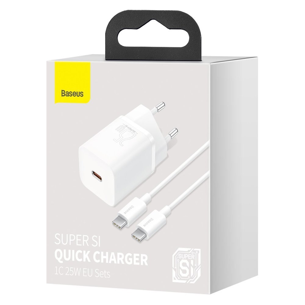 Netzwerkladegerät mit USB-C-Kabel Baseus Super Si, 25 W, 3 A, 1 x USB-C, Weiß TZCCSUP-L02