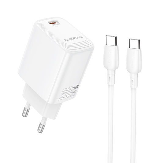 Netzladegerät mit USB-C Kabel Borofone BN26 Fuente, 20W, 3A, 1 x USB-C, Weiß