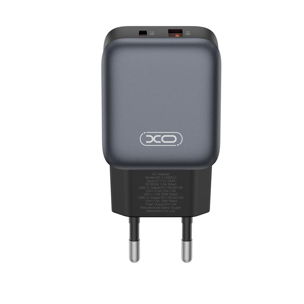 Netzladegerät mit USB-C Kabel XO Design L156, 30W, 3A, 1 x USB-A - 1 x USB-C, Schwarz