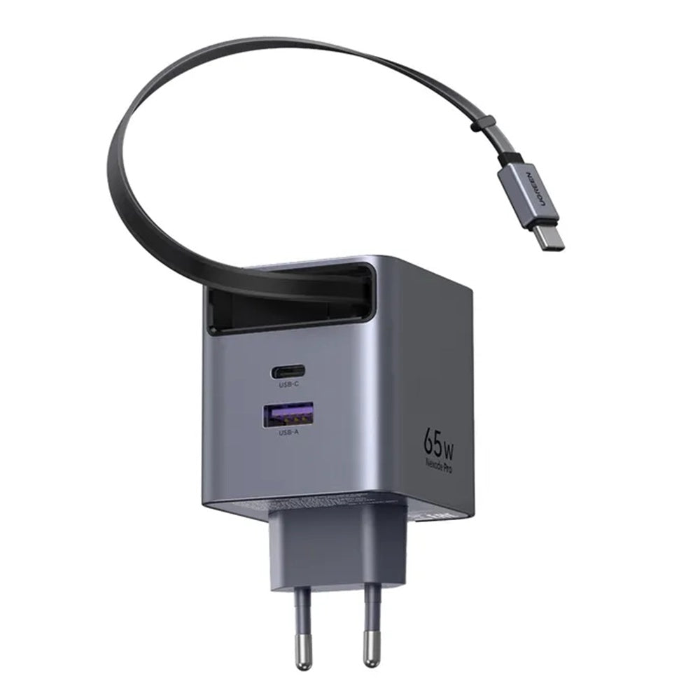 Netzladegerät mit USB-C Kabel UGREEN X615, 65W, 3A, 1 x USB-A - 1 x USB-C, Grau