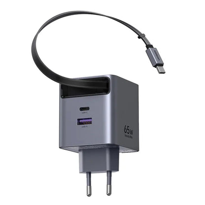 Netzladegerät mit USB-C Kabel UGREEN X615, 65W, 3A, 1 x USB-A - 1 x USB-C, Grau