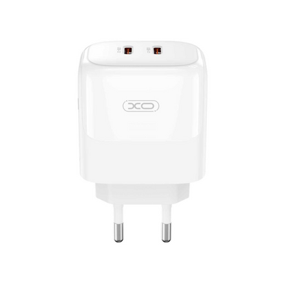 Netzladegerät mit Lightning-Kabel XO Design L140, 35W, 3A, 2 x USB-C, Weiß