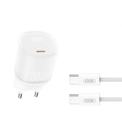 Netzladegerät mit USB-C Kabel XO Design L150, 30W, 3A, 1 x USB-C, Weiß