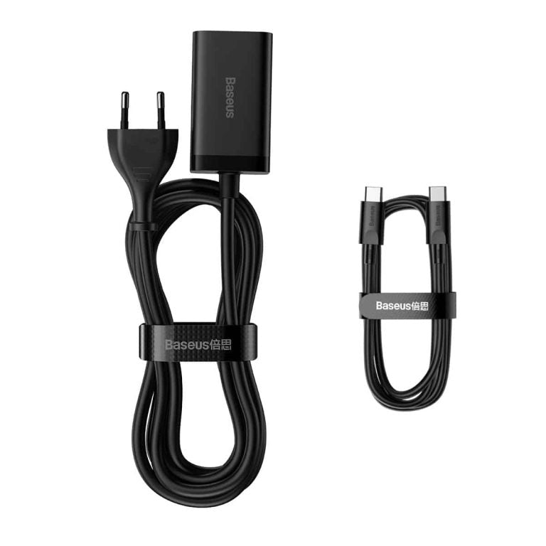 Netzwerkladegerät mit USB-C-Kabel Baseus GaN3 Pro, 65 W, 3 A, 2 x USB-A – 2 x USB-C, Schwarz CCGP040101