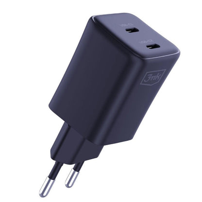 Netzwerkladegerät mit USB-C-Kabel 3MK HyperCharger, 45 W, 3 A, 2 x USB-C, Schwarz