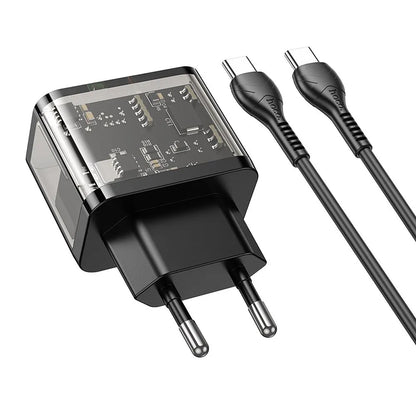 Netzladegerät mit USB-C Kabel HOCO N34, 20W, 3A, 1 x USB-A - 1 x USB-C, Transparent