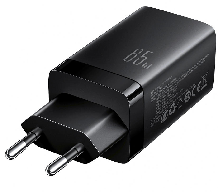 Netzteil mit USB-C-Kabel Joyroom JR-TG10, 65W, 3,25A, 1 x USB-A - 2 x USB-C, Schwarz