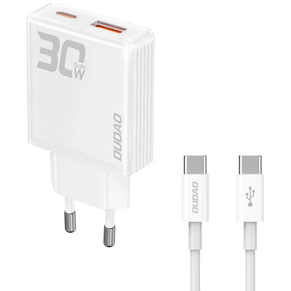 Netzwerkladegerät mit USB-C-Kabel Dudao A30EUT, 30 W, 3 A, 1 x USB-A - 1 x USB-C, Weiß