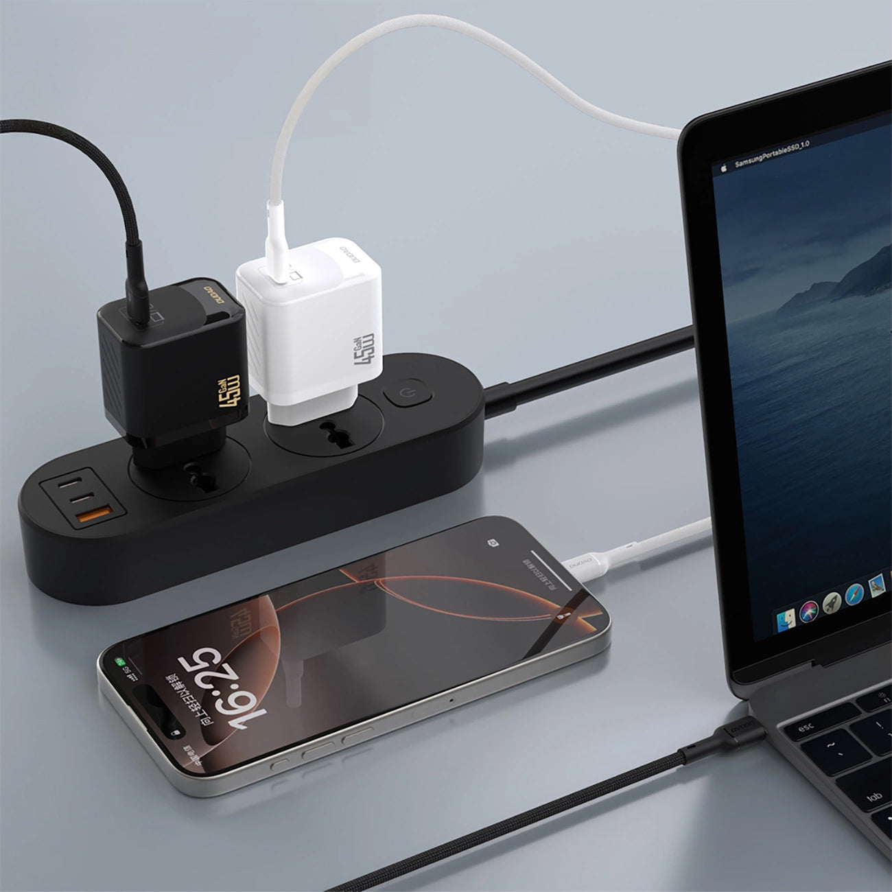Netzladegerät mit USB-C Kabel Dudao A28C, 45W, 3A, 1 x USB-C, Schwarz