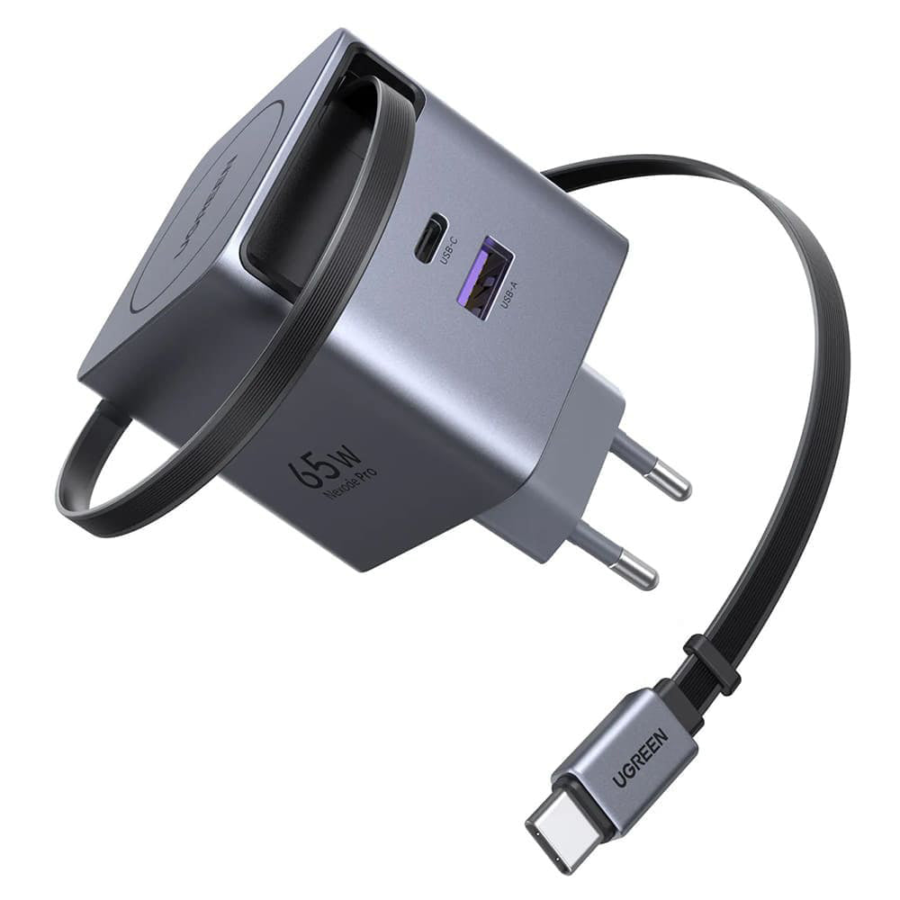 Netzladegerät mit USB-C Kabel UGREEN X615, 65W, 3A, 1 x USB-A - 1 x USB-C, Grau