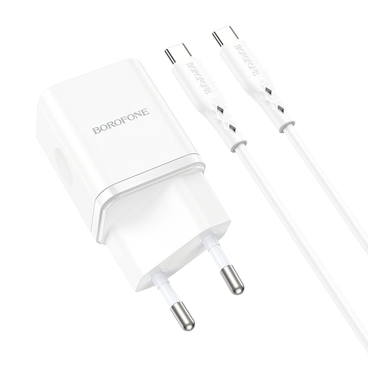 Netzwerk-Ladegerät mit USB-C Kabel Borofone BN7, 20W, 3A, 1 x USB-A - 1 x USB-C, Weiß 