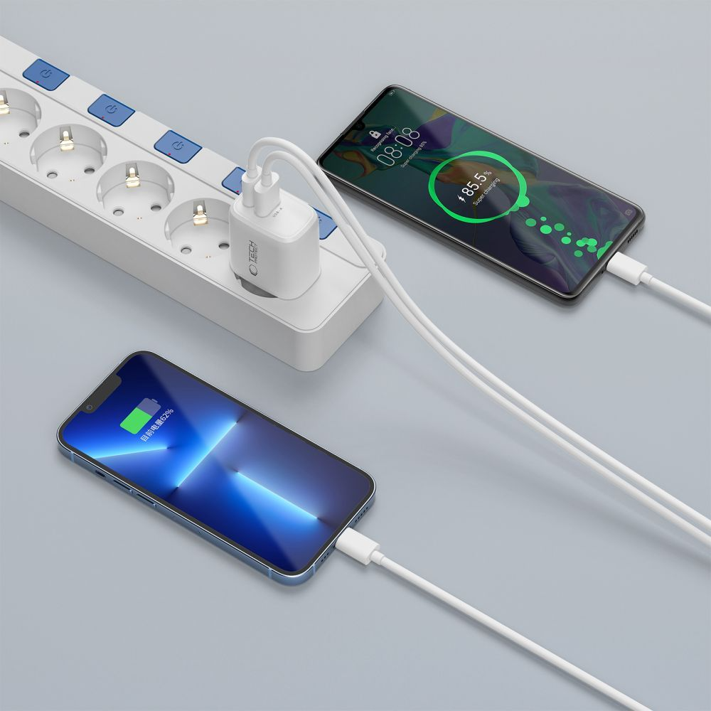 Netzteil mit USB-C-Kabel Tech-Protect NCA20, 20W, 3A, 1 x USB-A - 1 x USB-C, Weiß