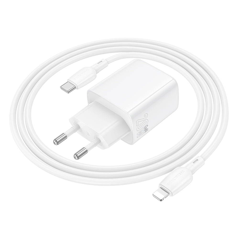 Netzladegerät mit Lightning-Kabel Borofone BN27 Fuente, 20W, 3A, 1 x USB-A - 1 x USB-C, Weiß