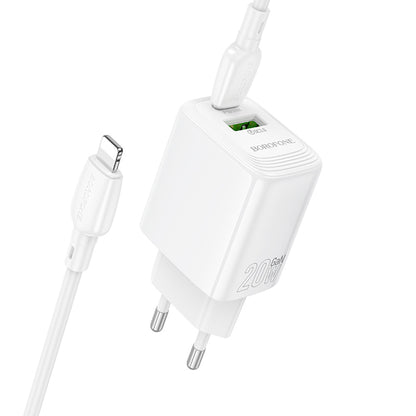 Netzladegerät mit Lightning-Kabel Borofone BN27 Fuente, 20W, 3A, 1 x USB-A - 1 x USB-C, Weiß