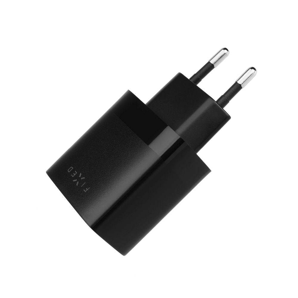Netzladegerät mit microUSB-Kabel Fixed, 17W, 3A, 2 x USB-A, Schwarz