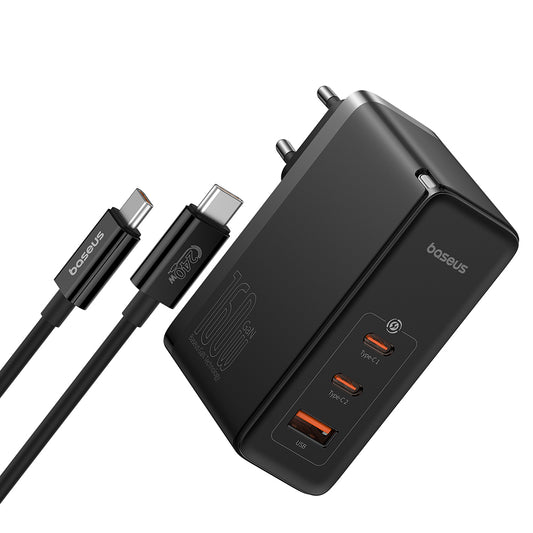 Baseus GaN5 Pro Network Charger with USB-C Cable, 160W, 5A, 1 x USB-A - 2 x USB-C, Black P10110825113-00