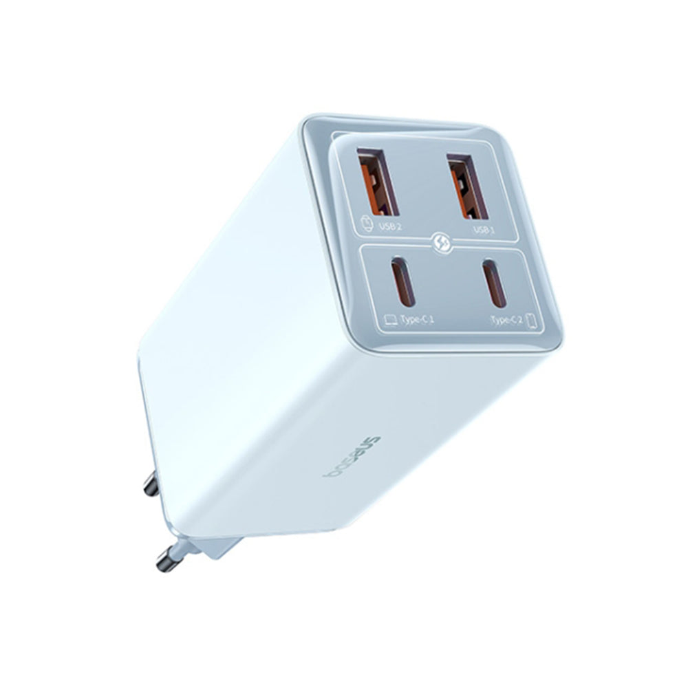 Baseus GaN6 Pro Network Charger with USB-C Cable, 100W, 3.25A, 2 x USB-A - 2 x USB-C, Blue P10162705312-00