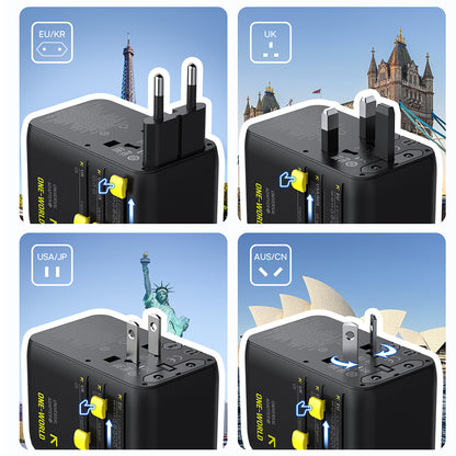 Netzteil mit USB-C-Kabel Baseus Travel PicoGo AG11, 45W, 2 x Steckdose - 1 x USB-C - 2 x USB-A, Schwarz E0307F00