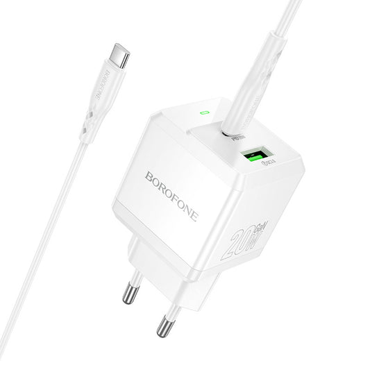 Netzladegerät mit USB-C Kabel Borofone BN19 Intenso, 20W, 3A, 1 x USB-A - 1 x USB-C, Weiß