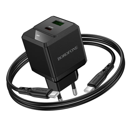Netzladegerät mit USB-C Kabel Borofone BN19 Intenso, 20W, 3A, 1 x USB-A - 1 x USB-C, Schwarz