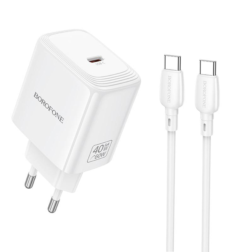 Borofone BN33 Fuente USB-C Cable Wall Charger, 40W, 1 x USB-C, White