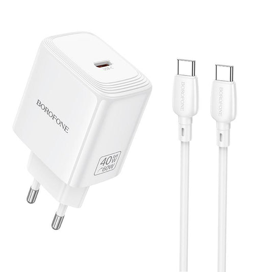 Netzteil mit USB-C-Kabel Borofone BN33 Fuente, 40W, 1 x USB-C, Weiß