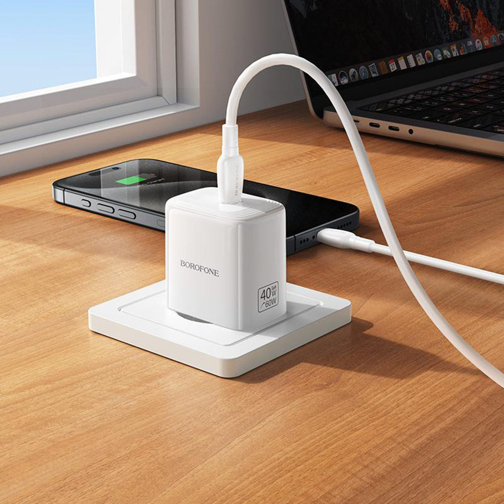 Borofone BN33 Fuente USB-C Cable Wall Charger, 40W, 1 x USB-C, White