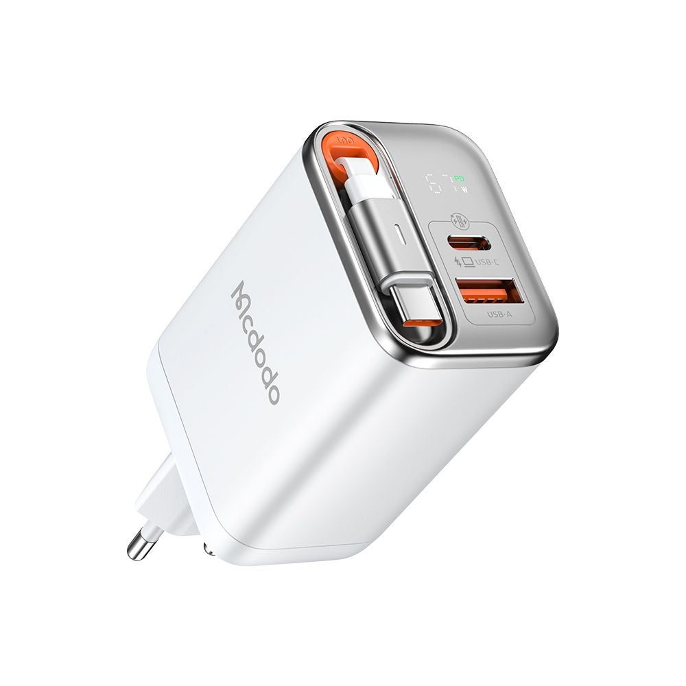 Netzladegerät mit USB-C Kabel McDodo CH-4103 FreeGo Display, 67W, 3.35A, 1 x USB-A - 1 x USB-C, Weiß